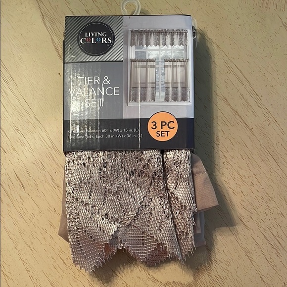 New Fashion Window lace/ sheer tier and Rod Pocket Valance set 54"Lx 14" W - Picture 1 of 7